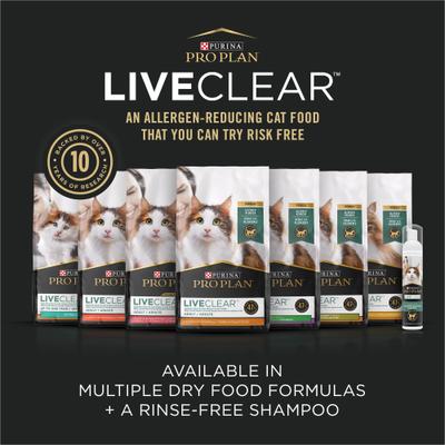 Show full view: Purina Pro Plan LiveClear Probiotic High Protein Salmon & Rice Formula Dry Cat Food, 3.5-lb bag slide 7 of 12