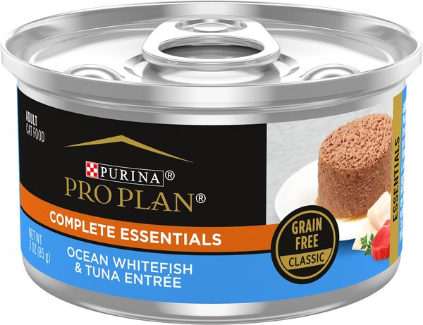 Purina Pro Plan Ocean Whitefish & Tuna Classic Entree Grain-Free Canned Cat Food, 3-oz can, case of 24