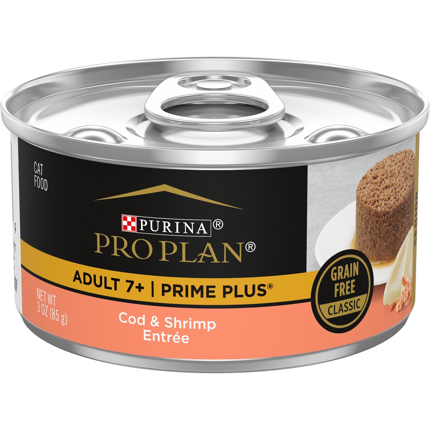 Purina Pro Plan Prime Plus 7+ Classic Cod & Shrimp Grain-Free Entree Canned Cat Food, 3-oz, case of 24
