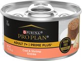 Purina Pro Plan Prime Plus 7+ Classic Cod & Shrimp Grain-Free Entree Canned Cat Food, 3-oz, case of 24