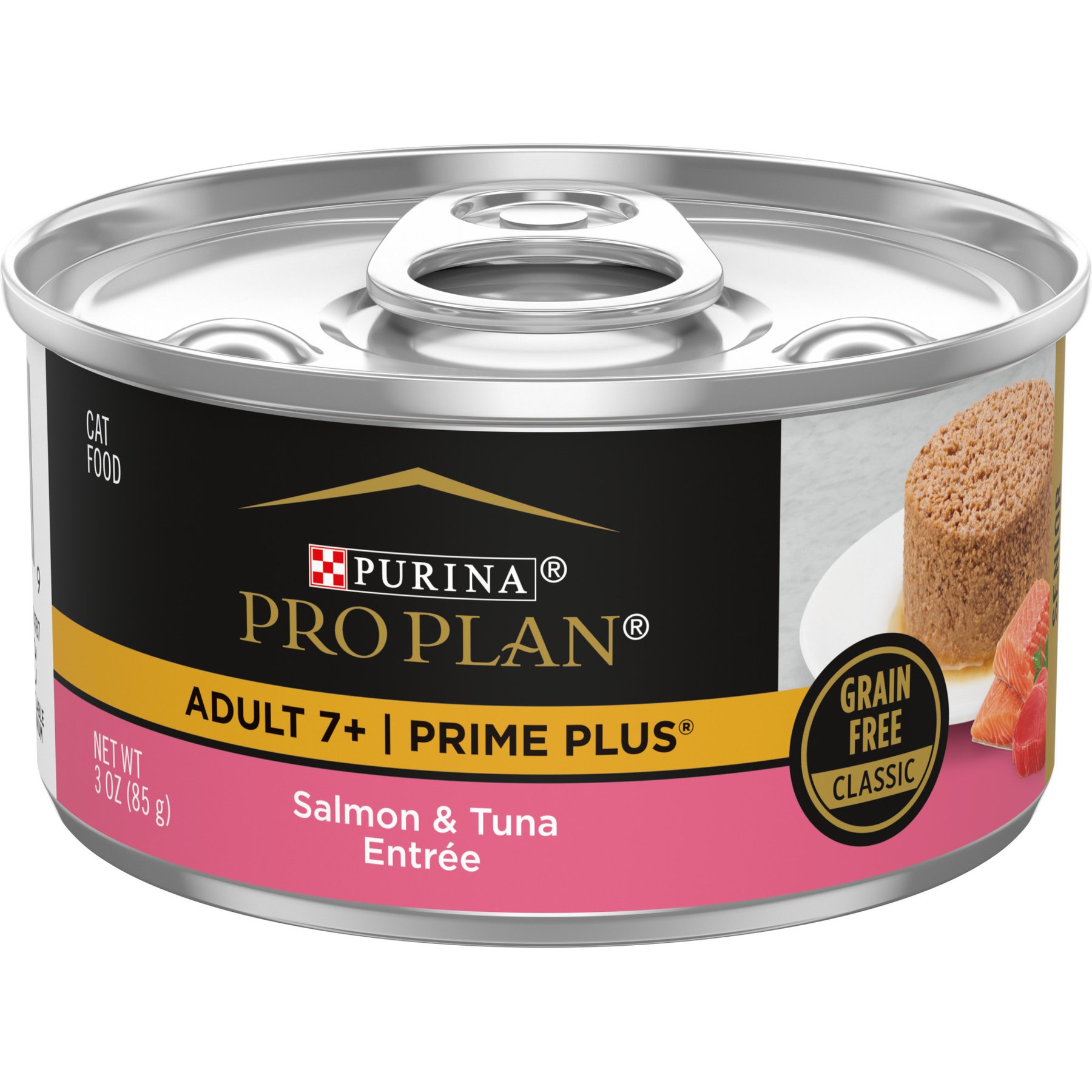 Purina Pro Plan Prime Plus Adult 7+ Salmon & Tuna Entree Classic Canned Cat Food, 3-oz can, case of 24