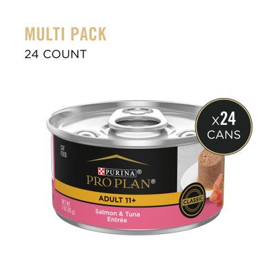 Show full view: Purina Pro Plan Prime Plus Adult 7+ Salmon & Tuna Entree Classic Canned Cat Food, 3-oz can, case of 24 slide 3 of 13