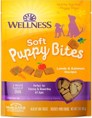 Show full view: Purina Pro Plan Puppy Chicken & Rice Formula Dry Food + Wellness Soft Puppy Bites Lamb & Salmon Recipe Grain-Free Dog Treats slide 6 of 9