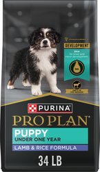 Purina Pro Plan Puppy Lamb & Rice Formula Dry Food + Wellness Soft Puppy Bites Lamb & Salmon Recipe Grain-Free Dog Treats slide 2 of 9