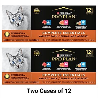 Purina Pro Plan Seafood Favorites Variety Pack Canned Wet Cat Food, 3-oz, case of 24 slide 1 of 9
