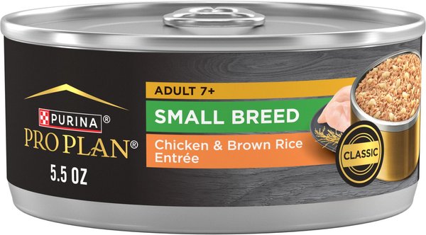 Purina Pro Plan Senior Small Breed Chicken & Brown Rice Entree Pate Wet Dog Food, 5.5-oz can, case of 24