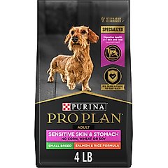 Purina Pro Plan Small Breed Adult Sensitive Skin & Stomach Formula Dry Dog Food, 4-lb bag
