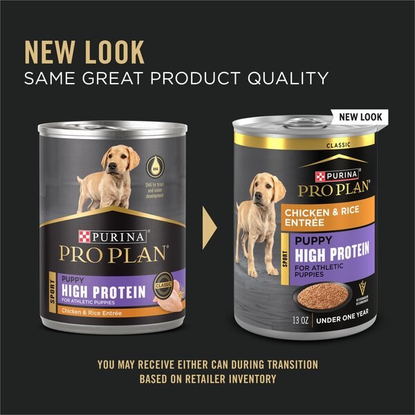Purina Pro Plan SPORT Puppy High Protein Chicken & Rice Wet Dog Food, 13-oz can, case of 12