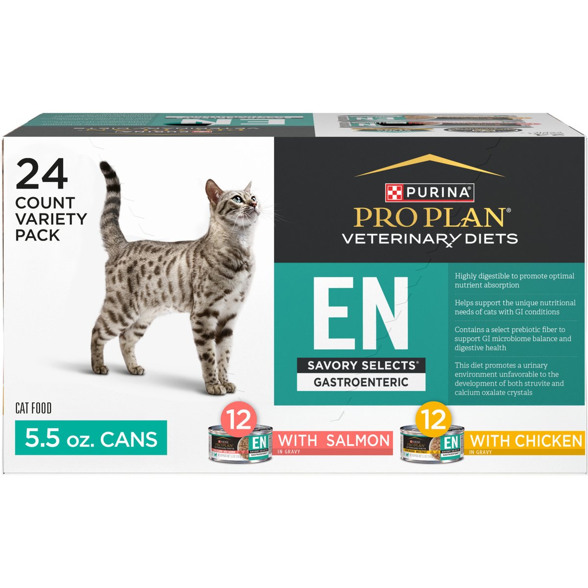 Purina Pro Plan Veterinary Diets EN Gastroenteric Feline Formula Savory Selects in Sauce Variety Pack Wet Cat Food, 5.5-oz, case of 24