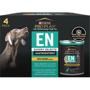 Purina Pro Plan Veterinary Diets EN Savory Selects Gastroenteric with Chicken Chunks-in-Gravy Wet Adult Dog Food, 13.2-oz can, case of 4