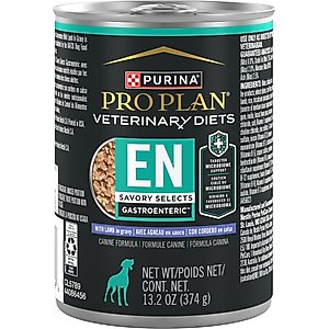 Purina Pro Plan Veterinary Diets EN Savory Selects Gastroenteric with Lamb Chunks-in-Gravy Wet Adult Dog Food, 13.2-oz can, case of 12