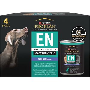 Purina Pro Plan Veterinary Diets EN Savory Selects Gastroenteric with Lamb Chunks-in-Gravy Wet Adult Dog Food, 13.2-oz can, case of 4