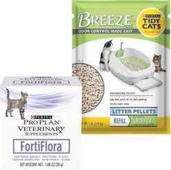 Purina Pro Plan Veterinary Diets FortiFlora Probiotic Gastrointestinal Support Supplement, 30 packets + Tidy Cats Breeze Cat Litter Pellets Refill