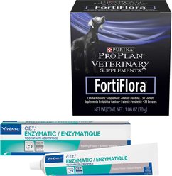 Purina Pro Plan Veterinary Diets FortiFlora Probiotic Gastrointestinal Support Supplement + Virbac C.E.T. Enzymatic Dog & Cat Poultry Flavor Toothpaste