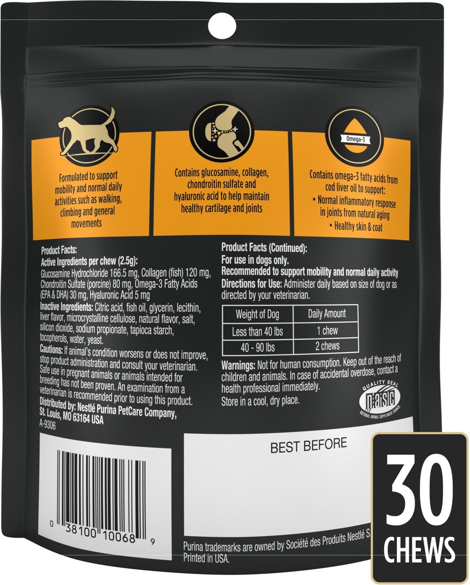 Purina Pro Plan Veterinary Diets Joint Supplement for Dogs, Hip & Joint Soft Chews for Small Dogs, 30 count