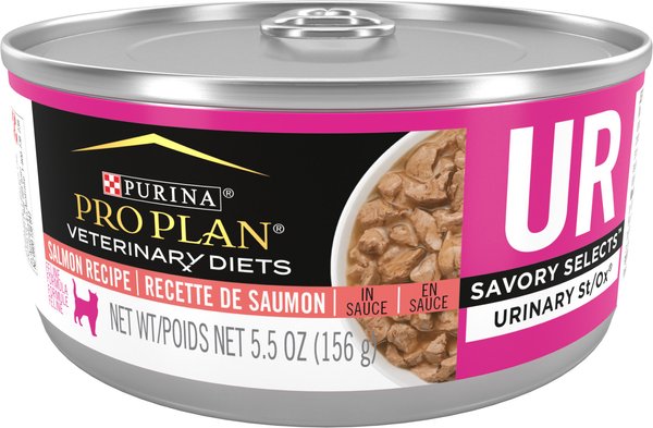 Purina Pro Plan Veterinary Diets UR Urinary St/Ox Savory Selects Salmon in Sauce Wet Cat Food, 5.5-oz can, case of 24