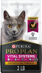 Purina Pro Plan Vital Systems Chicken & Egg Formula 4-in-1 Dry Cat Food, 3-lb bag