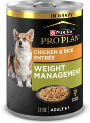 Purina Pro Plan Weight Control Adult High Protein Chicken & Rice Entree Canned Dog Food, 13-oz can, case of 12