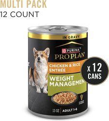 Purina Pro Plan Weight Control Adult High Protein Chicken & Rice Entree Canned Dog Food, 13-oz can, case of 12 slide 2 of 8