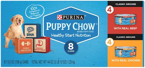 Purina Puppy Chow Pate Real Beef & Chicken Wet Puppy Food Variety Pack