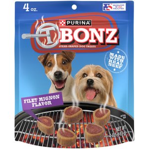 Purina TBONZ Filet Mignon Beef Flavor Steak Shaped Adult Soft & Chewy Dog Treats, 4-oz pouch