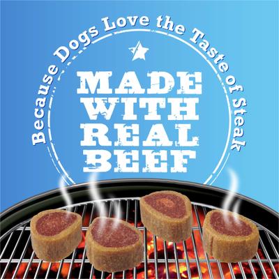 Show full view: Purina TBONZ Filet Mignon Beef Flavor Steak Shaped Adult Soft & Chewy Dog Treats, 4-oz pouch slide 5 of 9