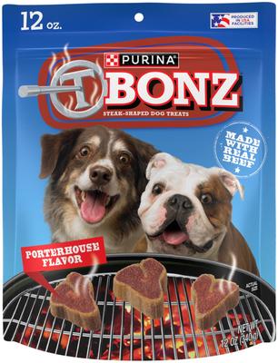 Show full view: Purina TBONZ Porterhouse Beef Flavor Steak Shaped Adult Soft & Chewy Dog Treats, 12-oz pouch slide 1 of 9