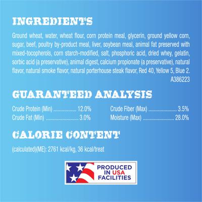 Show full view: Purina TBONZ Porterhouse Beef Flavor Steak Shaped Adult Soft & Chewy Dog Treats, 12-oz pouch slide 6 of 9