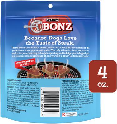 Show full view: Purina TBONZ Porterhouse Beef Flavor Steak Shaped Adult Soft & Chewy Dog Treats, 4-oz pouch slide 3 of 9