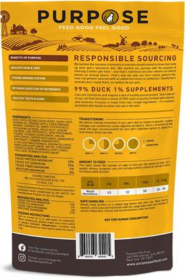 Show full view: Purpose Carnivore Duck Freeze-Dried Grain-Free Raw Cat Food, 9-oz bag slide 3 of 3