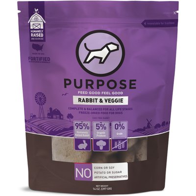 Purpose Purpose Rabbit & Veggie Grain-Free Freeze-Dried Dog Food, 14-oz bag