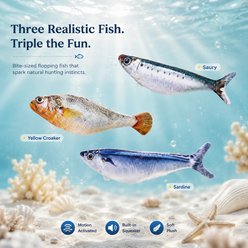 Purr Harbor Bite-Sized Flopping Fish Set Squeaky Motion Cat Toy, 3 count slide 2 of 6