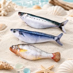 Purr Harbor Bite-Sized Flopping Fish Set Squeaky Motion Cat Toy, 3 count