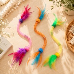 Purr Harbor Catnip Elastic Chew Rope with Feather & Bell Teething Cat Toy, 3 Count, 3 Count
