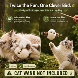 Purr Harbor Rechargable Flapping Wing Tit Bird Squeaky Motion Cat Toy, White slide 2 of 6