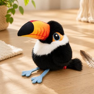 Purr Harbor Rechargable Flapping Wing Toucan Bird Squeaky Motion Cat Toy, Black