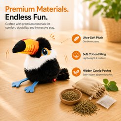 Purr Harbor Rechargable Flapping Wing Toucan Bird Squeaky Motion Cat Toy, Black slide 2 of 6