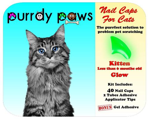 Show full view: Purrdy Paws Soft Cat Nail Caps, 40 count, Kitten, Ultra Glow in the Dark slide 7 of 11