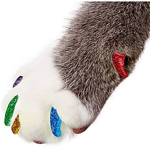 Purrdy Paws Soft Cat Nail Caps, 40 count, Rainbow Glitter, Medium