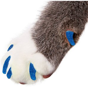 Purrdy Paws Soft Cat Nail Caps, Blue Glitter, Large, 20 count