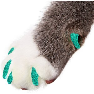 Purrdy Paws Soft Cat Nail Caps, Seafoam Glitter, Medium, 40 count
