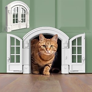 Purrfect Portal French Plastic Interior Dog & Cat Door, White, Large