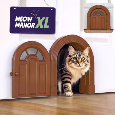 Show full view: Purrfect Portal Meow Manor Plastic Interior Cat Door, Brown, X-Large slide 1 of 8