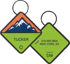 QALO Personalized Bluetooth Enabled TraQ Neon Mountain Silicone Dog ID Tag