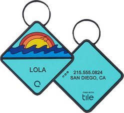 QALO Personalized Bluetooth Enabled TraQ Ocean Sunrise Silicone Dog ID Tag