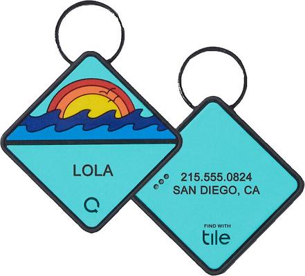 Show full view: QALO Personalized Bluetooth Enabled TraQ Ocean Sunrise Silicone Dog ID Tag slide 1 of 5
