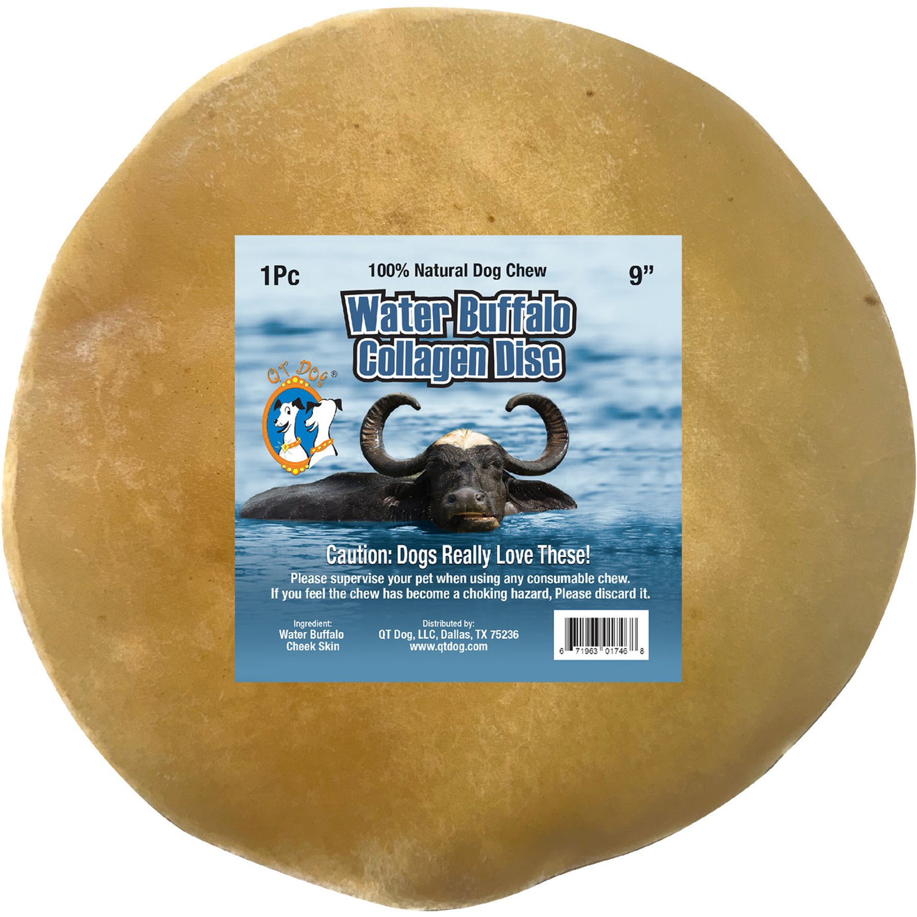 QT Dog 9-in Collagen Disc Buffalo Natural Dog Chew Treats