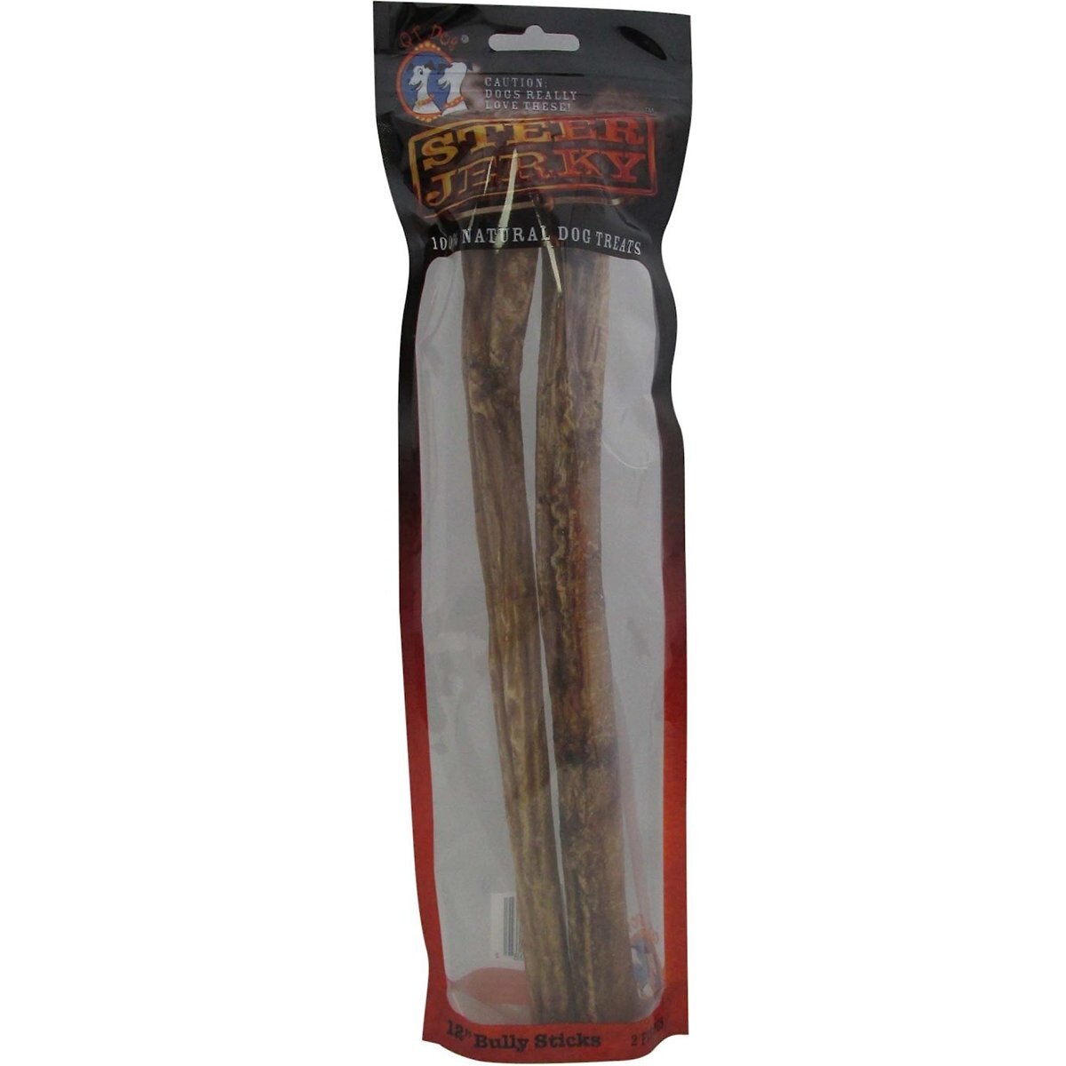 QT Dog Steer Jerky 12" Bully Stick Dog Treat, 2 count