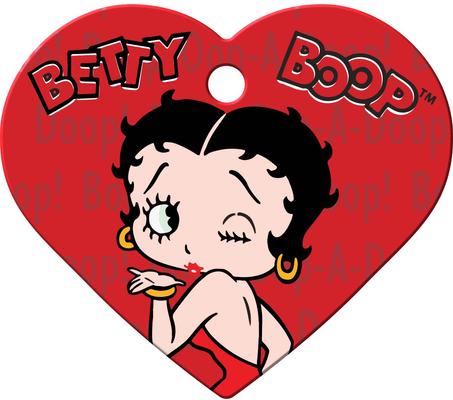 Show full view: Quick-Tag Betty Boop Blow Kiss Heart Dog ID Tag slide 1 of 2