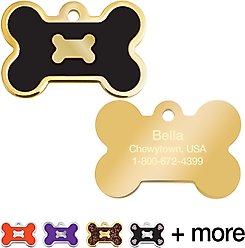 Quick-Tag Bone Epoxy Enameled Personalized Dog ID Tag, Black, Large
